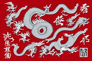 Chinese dragon in red color tattoo idea