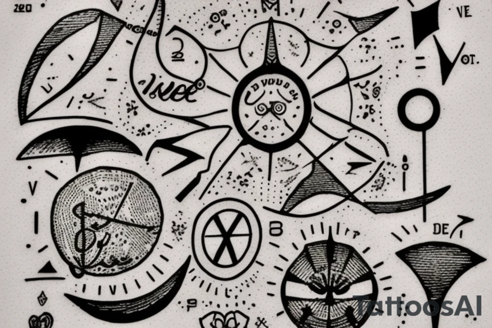 In bold antique typewriter font, a quote "Vivere disce" surrounded by a sundial and comet tattoo idea