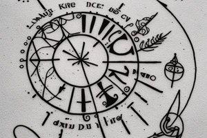 In bold antique typewriter font, a quote "Vivere disce" surrounded by a sundial and comet tattoo idea