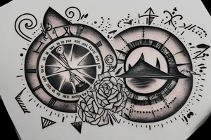 In bold antique font, a quote "Vivere disce" surrounded by a sundial and comet tattoo idea