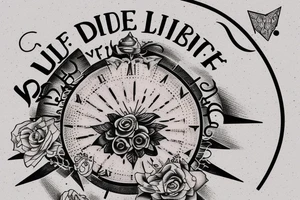 In bold antique font, a quote "Vivere disce" surrounded by a sundial and comet tattoo idea