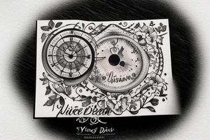 In bold antique font, a quote "Vivere disce" highlighted by a sundial and trailing comet tattoo idea