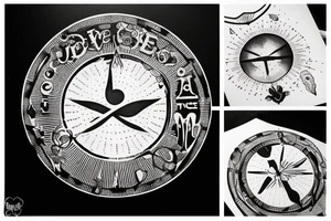 Quote "Vivere disce" highlighted by a sundial and trailing comet tattoo idea
