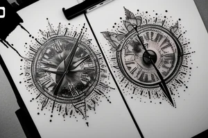 Quote "Vivere disce" highlighted by a sundial and trailing comet tattoo idea