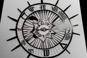 Quote "Vivere disce" highlighted by a sundial and trailing comet tattoo idea