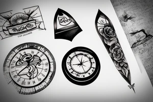 Quote "Vivere disce" highlighted by a sundial and trailing comet tattoo idea