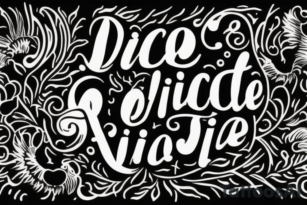 Quote "Vivere disce" only text in scripture serif font tattoo idea