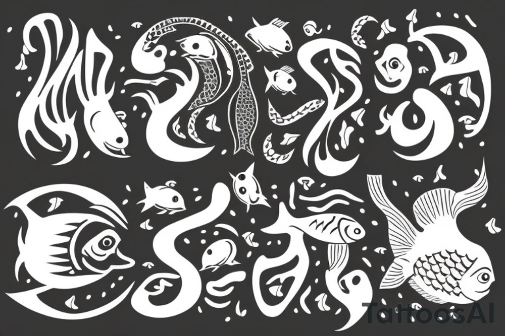 "Bara döda fiskar följer strömmen" with fish tattoo idea