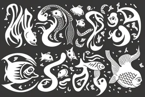 "Bara döda fiskar följer strömmen" with fish tattoo idea