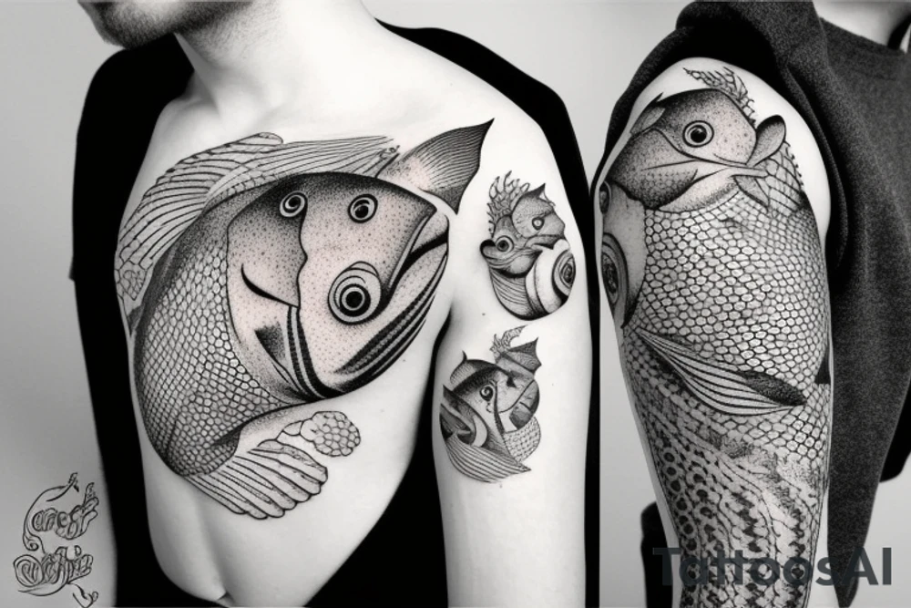 "Bara döda fiskar följer strömmen" with fish tattoo idea
