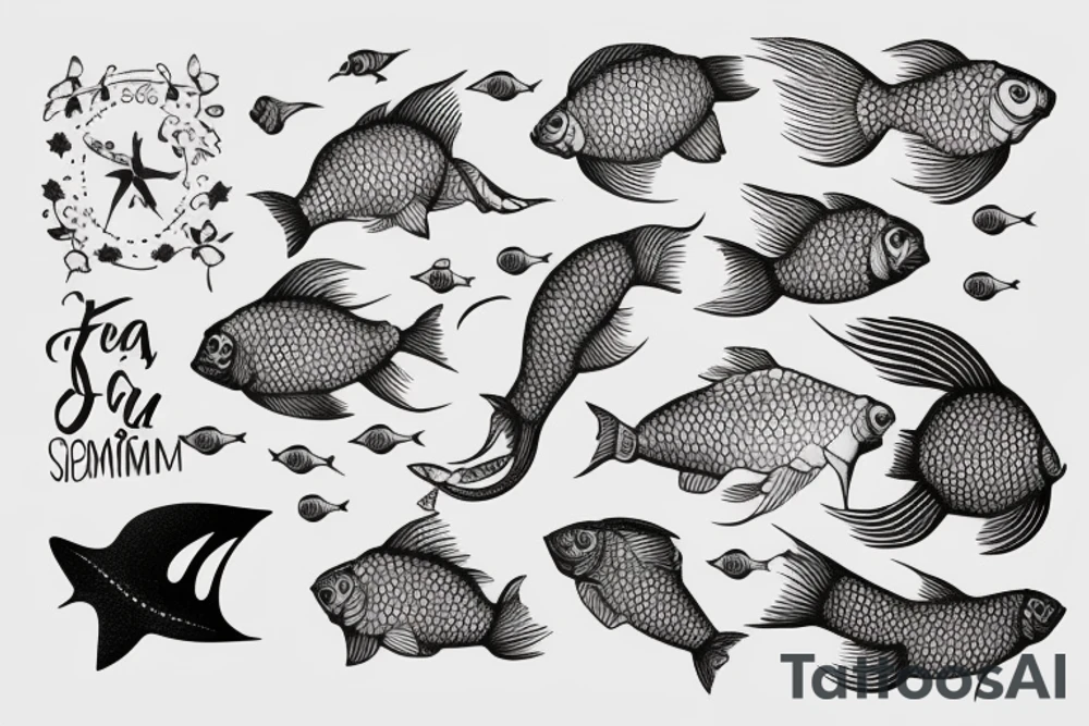 "Bara döda fiskar följer strömmen" with fish tattoo idea