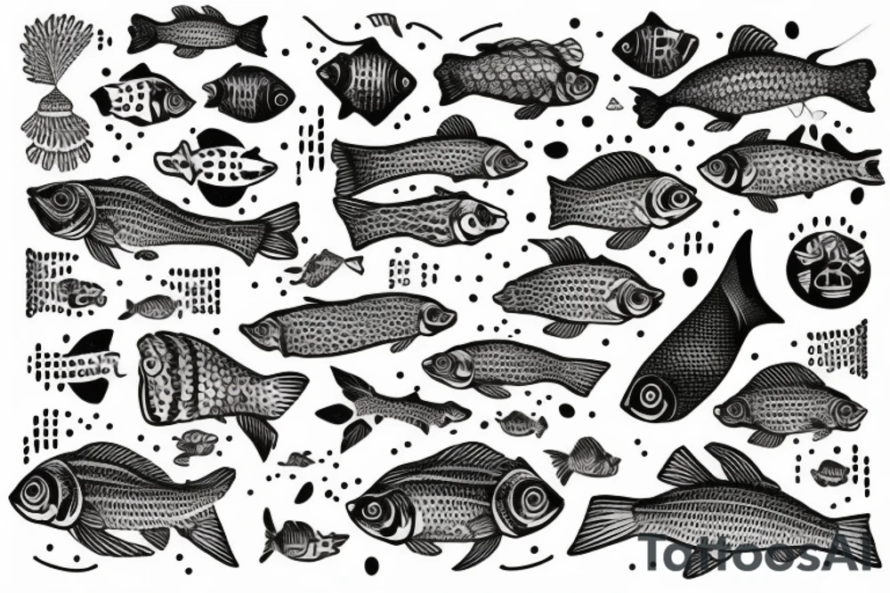 "Bara döda fiskar följer strömmen" with fish tattoo idea