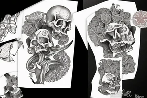 Quote "Bara döda fiskar följer strömmen" surrounded with the bones fish tattoo idea