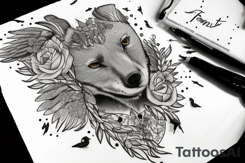 In type writer front quote "A fronte praecipitium a tergo lupi" surrounded by 
birds and a cliff tattoo idea
