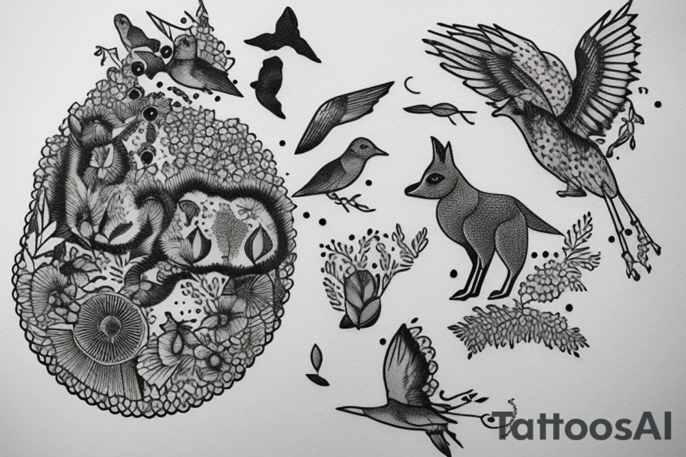 In type writer front quote "A fronte praecipitium a tergo lupi" surrounded by 
birds and a cliff tattoo idea