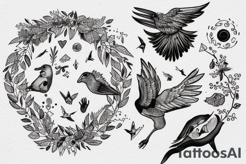 In type writer front quote "A fronte praecipitium a tergo lupi" surrounded by 
birds and a cliff tattoo idea