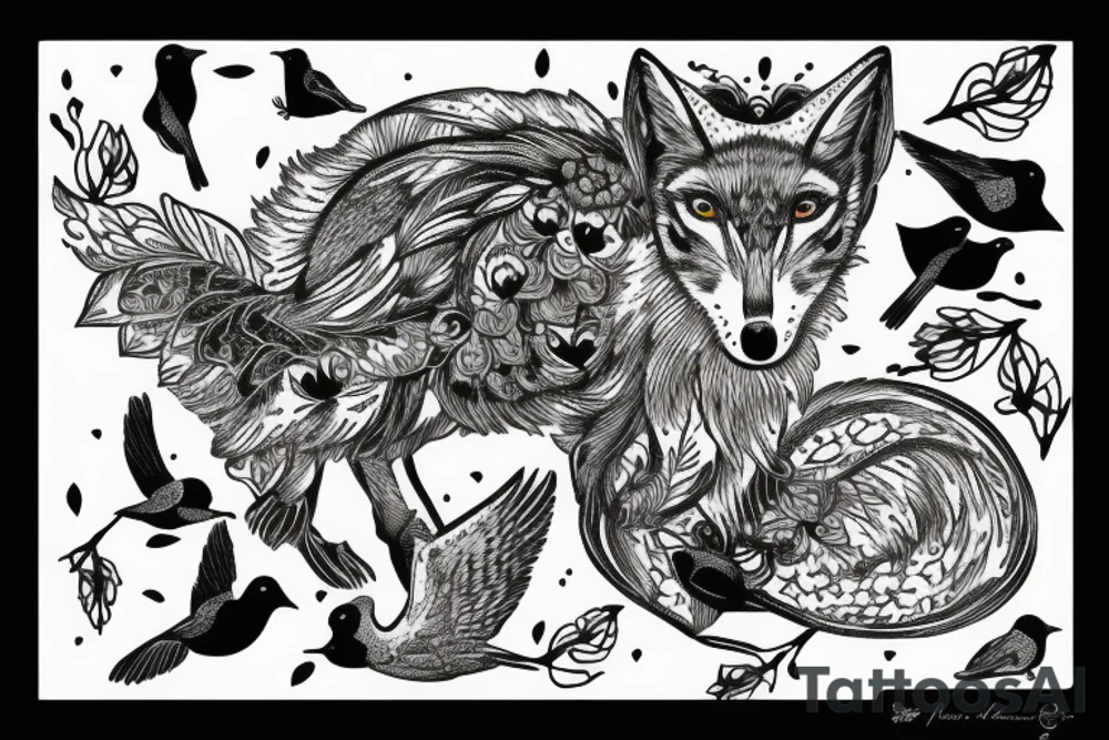 In type writer front quote "A fronte praecipitium a tergo lupi" surrounded by 
birds and a cliff tattoo idea
