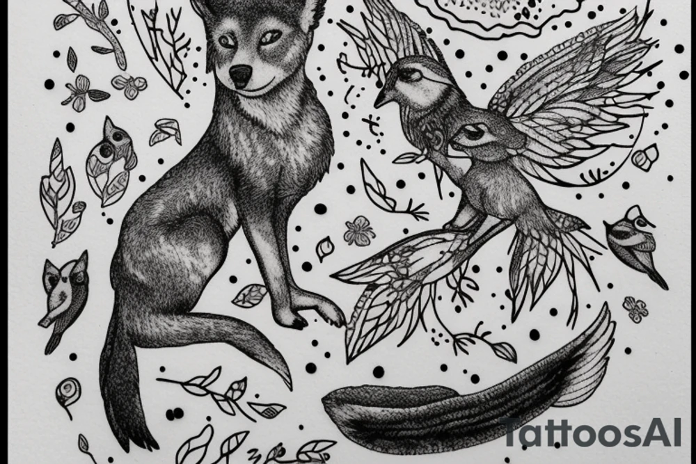 In type writer front quote "A fronte praecipitium a tergo lupi" surrounded by 
birds and a cliff tattoo idea