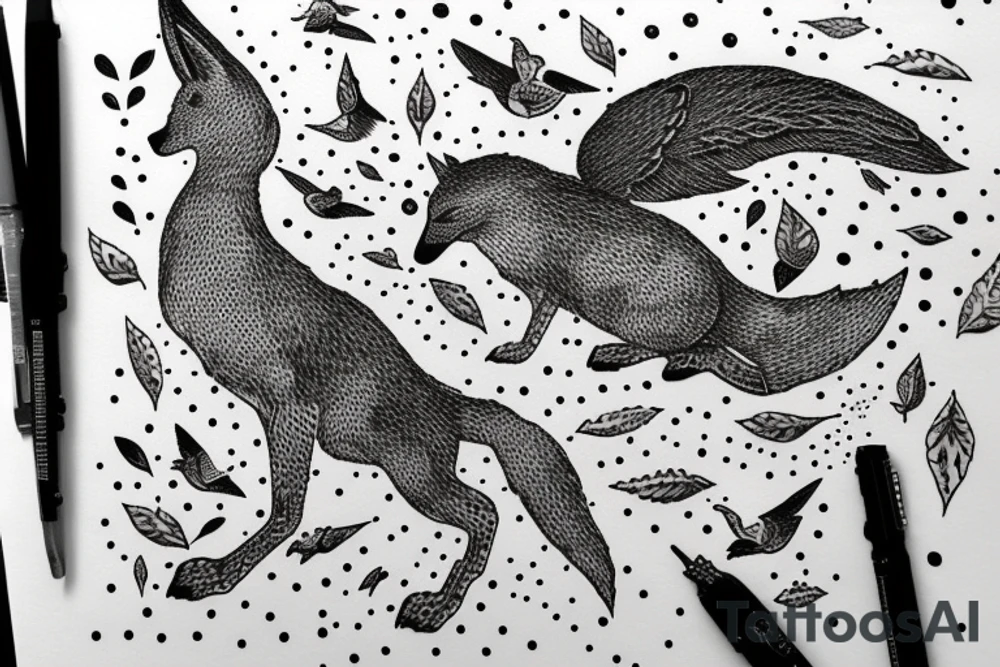 In type writer front quote "A fronte praecipitium a tergo lupi" surrounded by 
birds and a cliff tattoo idea