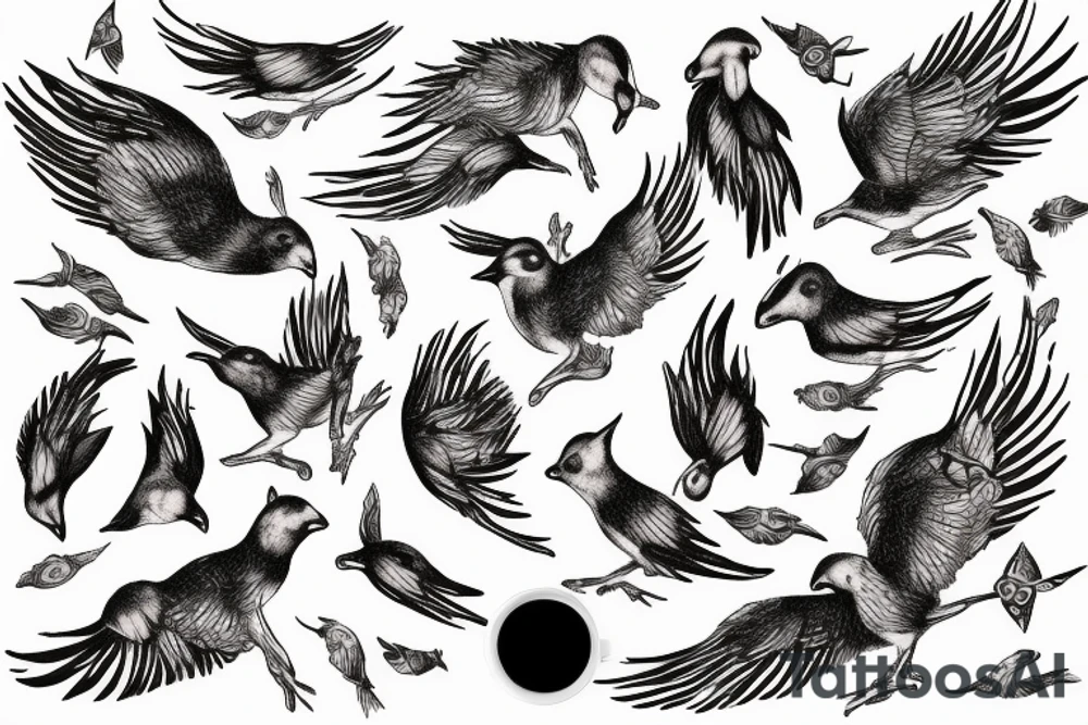 In type writer front quote "A fronte praecipitium a tergo lupi" surrounded by 
birds tattoo idea