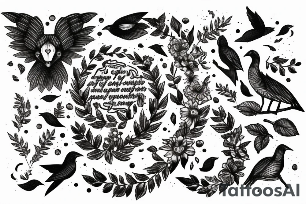 In type writer front quote "A fronte praecipitium a tergo lupi" surrounded by 
birds tattoo idea