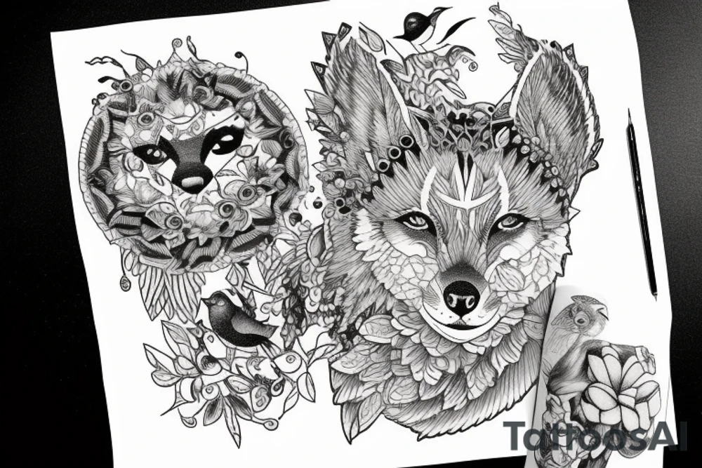 In type writer front quote "A fronte praecipitium a tergo lupi" surrounded by 
birds tattoo idea