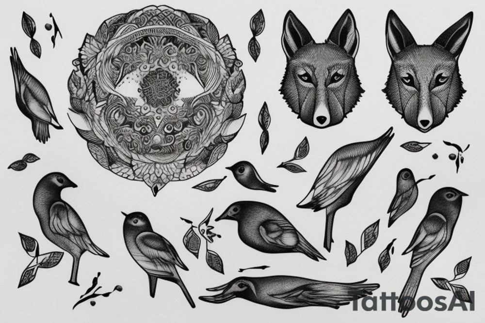 In type writer front quote "A fronte praecipitium a tergo lupi" surrounded by 
birds tattoo idea