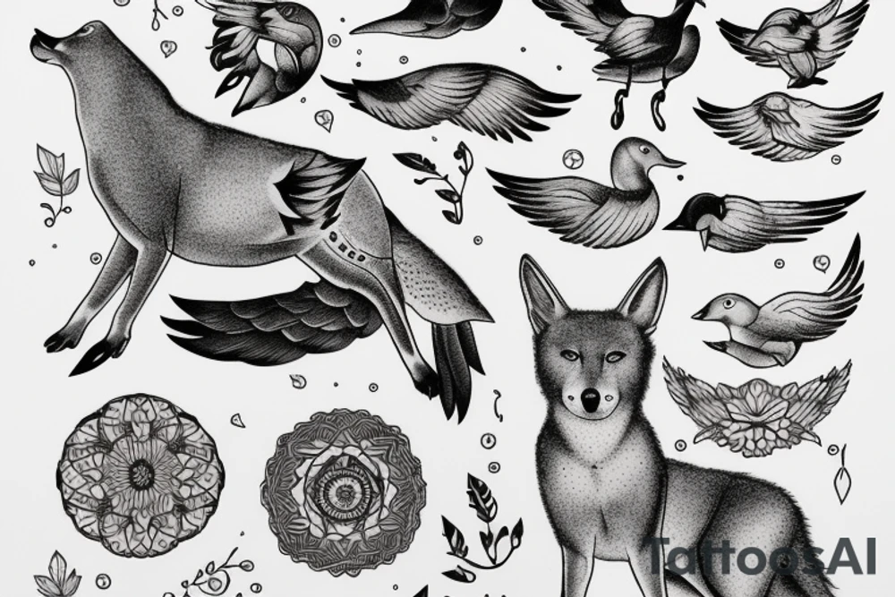 In type writer front quote "A fronte praecipitium a tergo lupi" surrounded by 
birds tattoo idea
