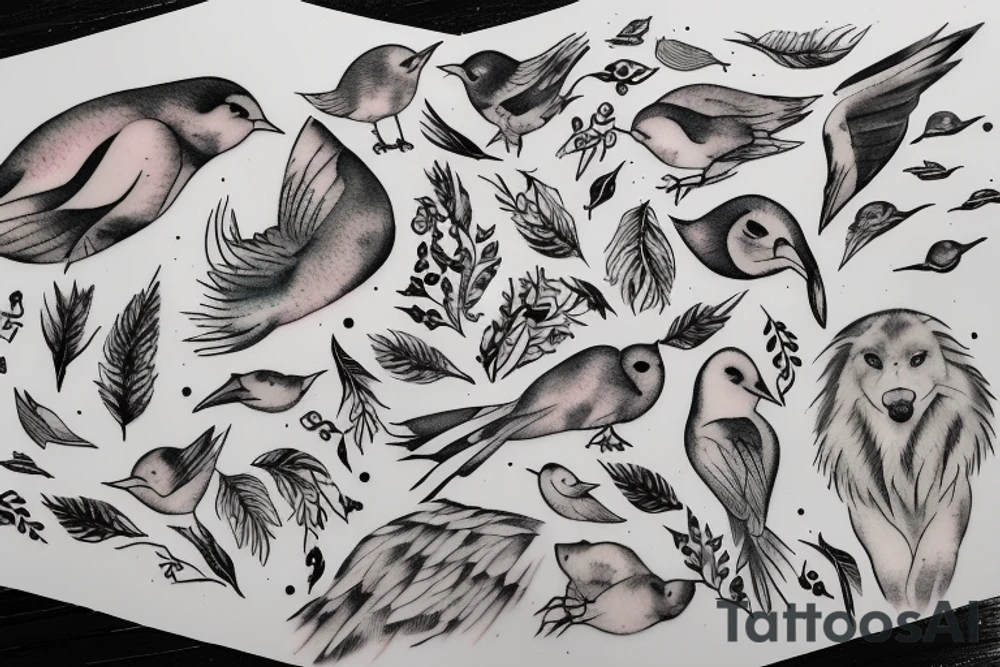In type writer front quote "A fronte praecipitium a tergo lupi" surrounded by 
birds tattoo idea