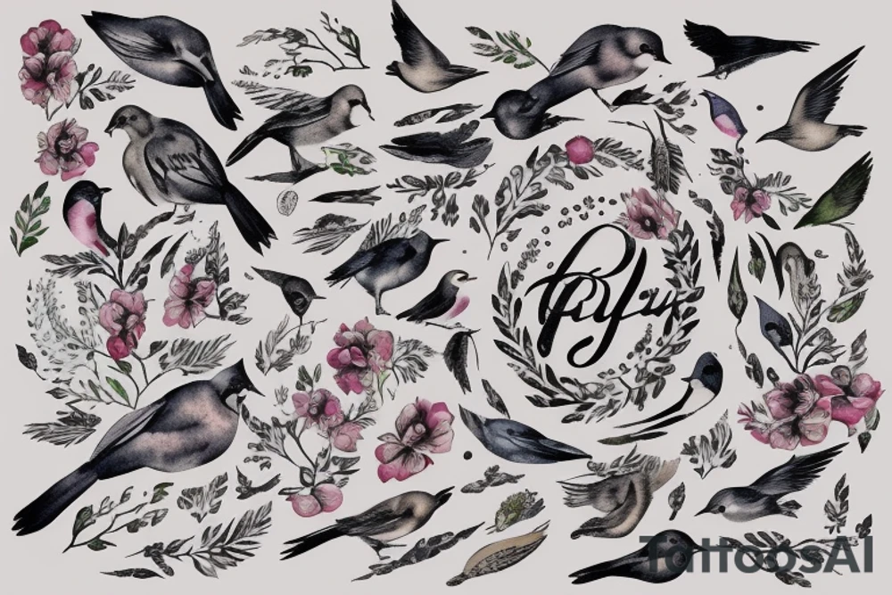 In type writer front quote "A fronte praecipitium a tergo lupi" surrounded by 
birds tattoo idea