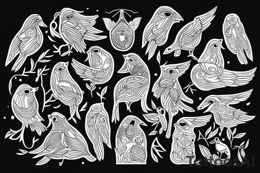In type writer front quote "A fronte praecipitium a tergo lupi" surrounded by 
birds tattoo idea
