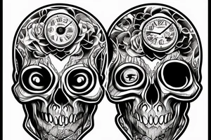 Clock camera film eyes skull tattoo idea