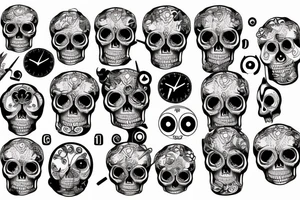 Clock camera film eyes skull tattoo idea
