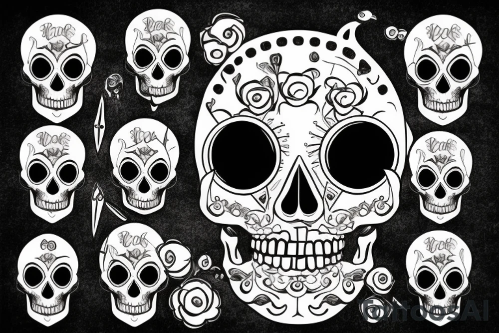 Clock eyes skull tattoo idea