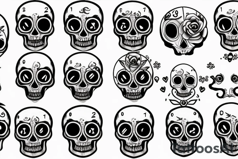 Clock eyes skull tattoo idea