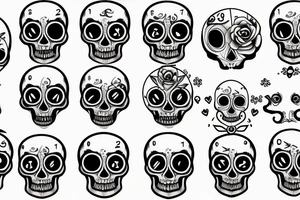 Clock eyes skull tattoo idea