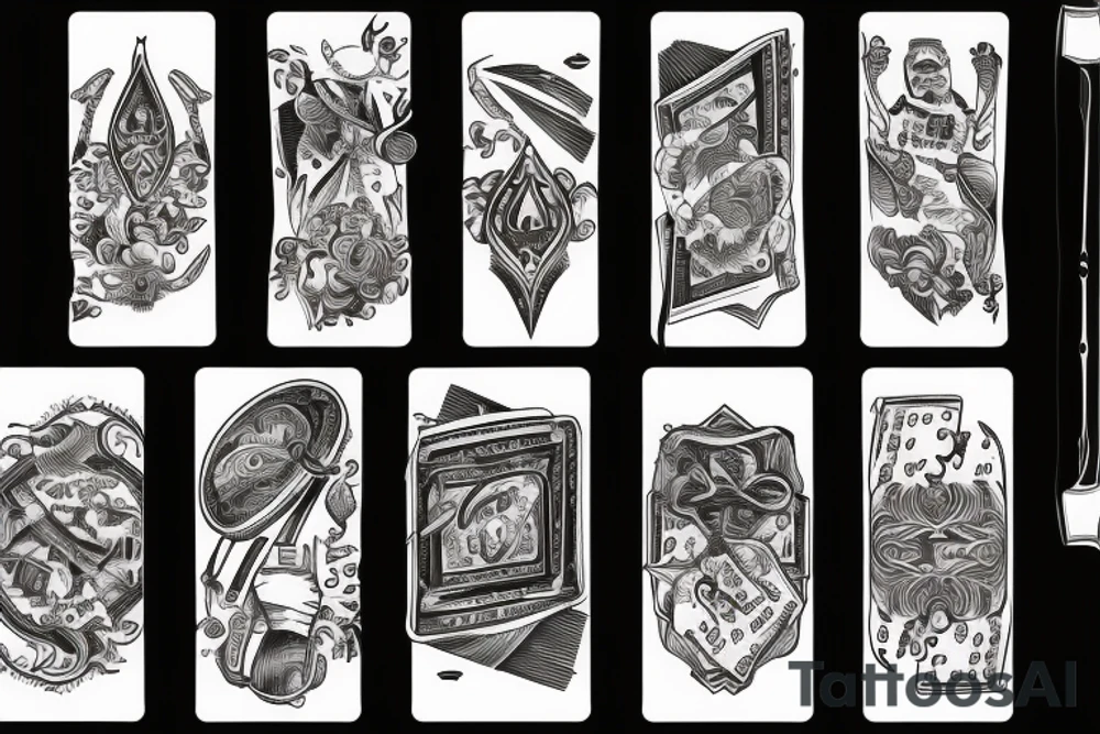 A knife passes through the card with the number 13 on it. tattoo idea