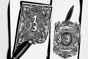 A knife passes through the card with the number 13 on it. tattoo idea