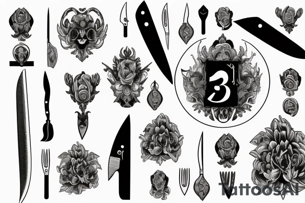 A knife passes through the card with the number 13 on it. tattoo idea