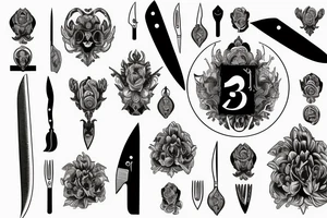 A knife passes through the card with the number 13 on it. tattoo idea