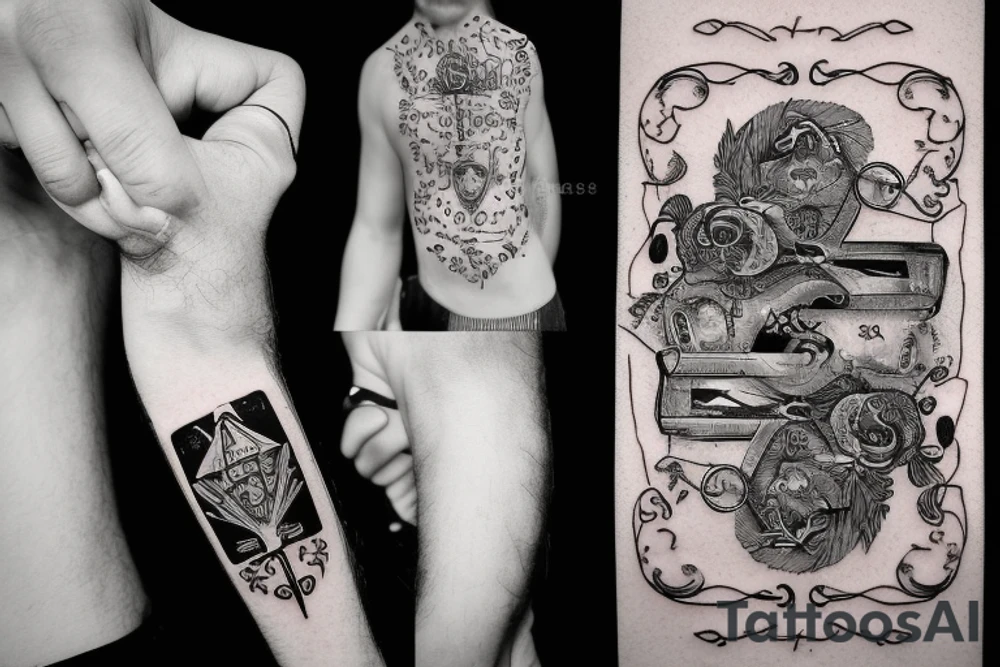 A knife passes through the card with the number 13 on it. tattoo idea