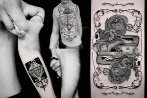 A knife passes through the card with the number 13 on it. tattoo idea