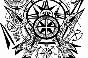 Compass with a crucifix tattoo idea