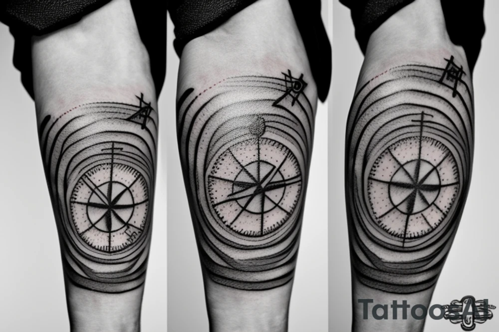 Compass with a crucifix tattoo idea