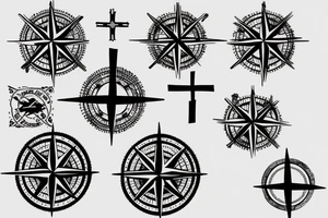 Compass with a crucifix tattoo idea