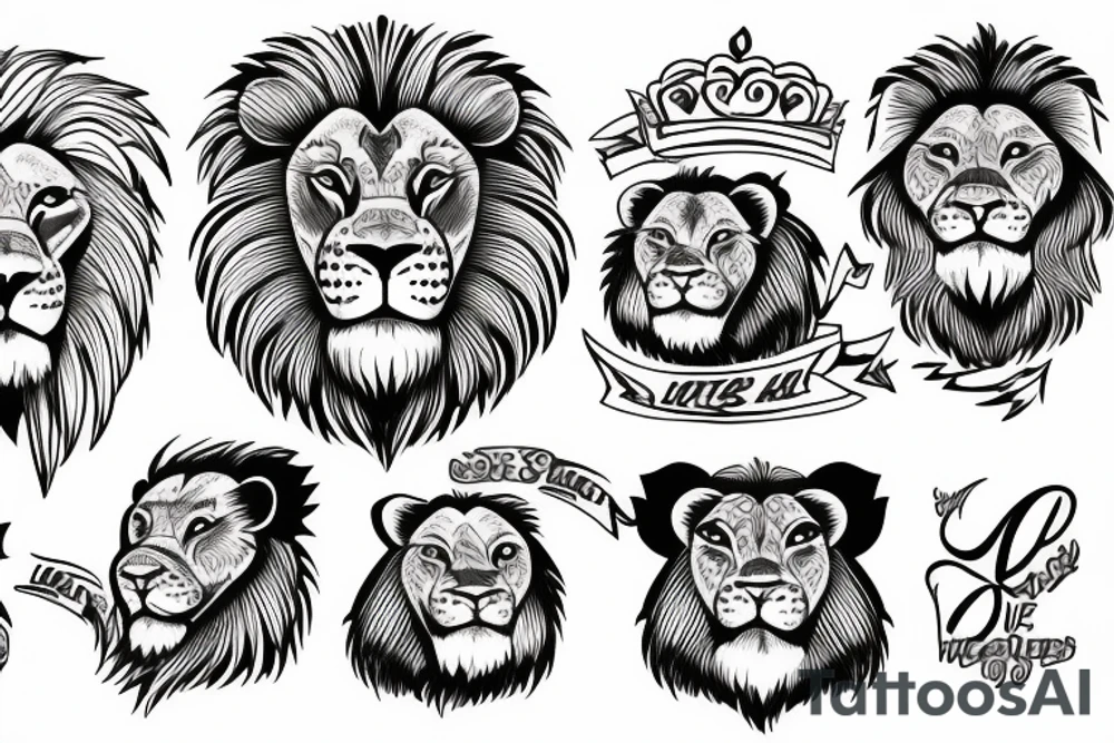 lion with cubs tattoo idea