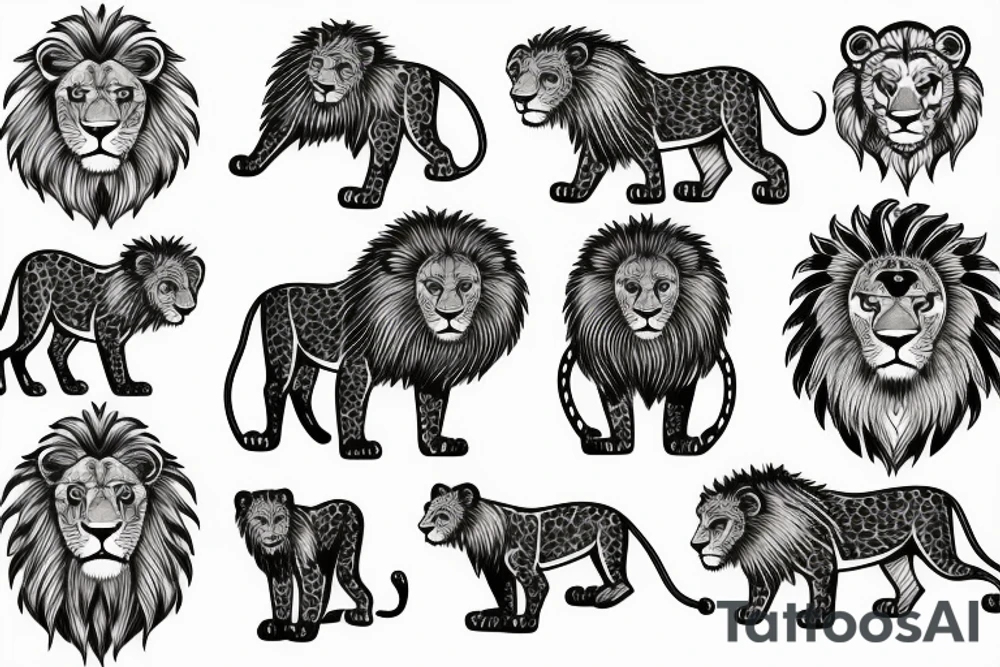lion with cubs tattoo idea
