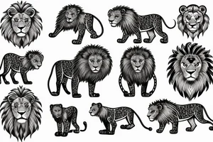 lion with cubs tattoo idea