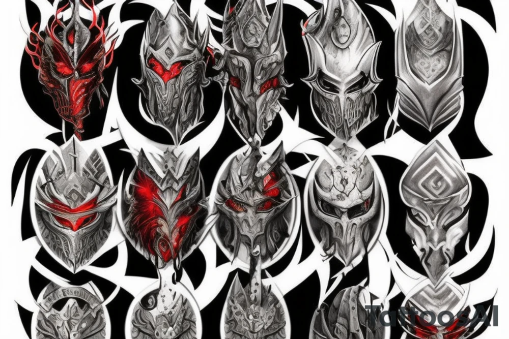 The demonic knight in fiery armor tattoo idea