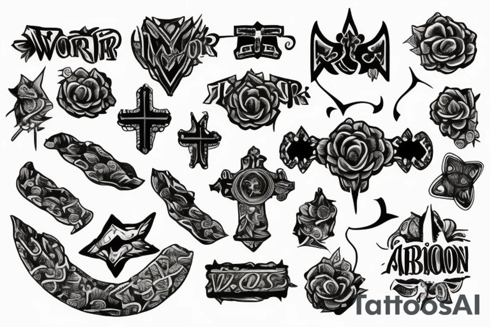 creative warrior tattoo as 'i' as a semi colon and a cross tattoo idea